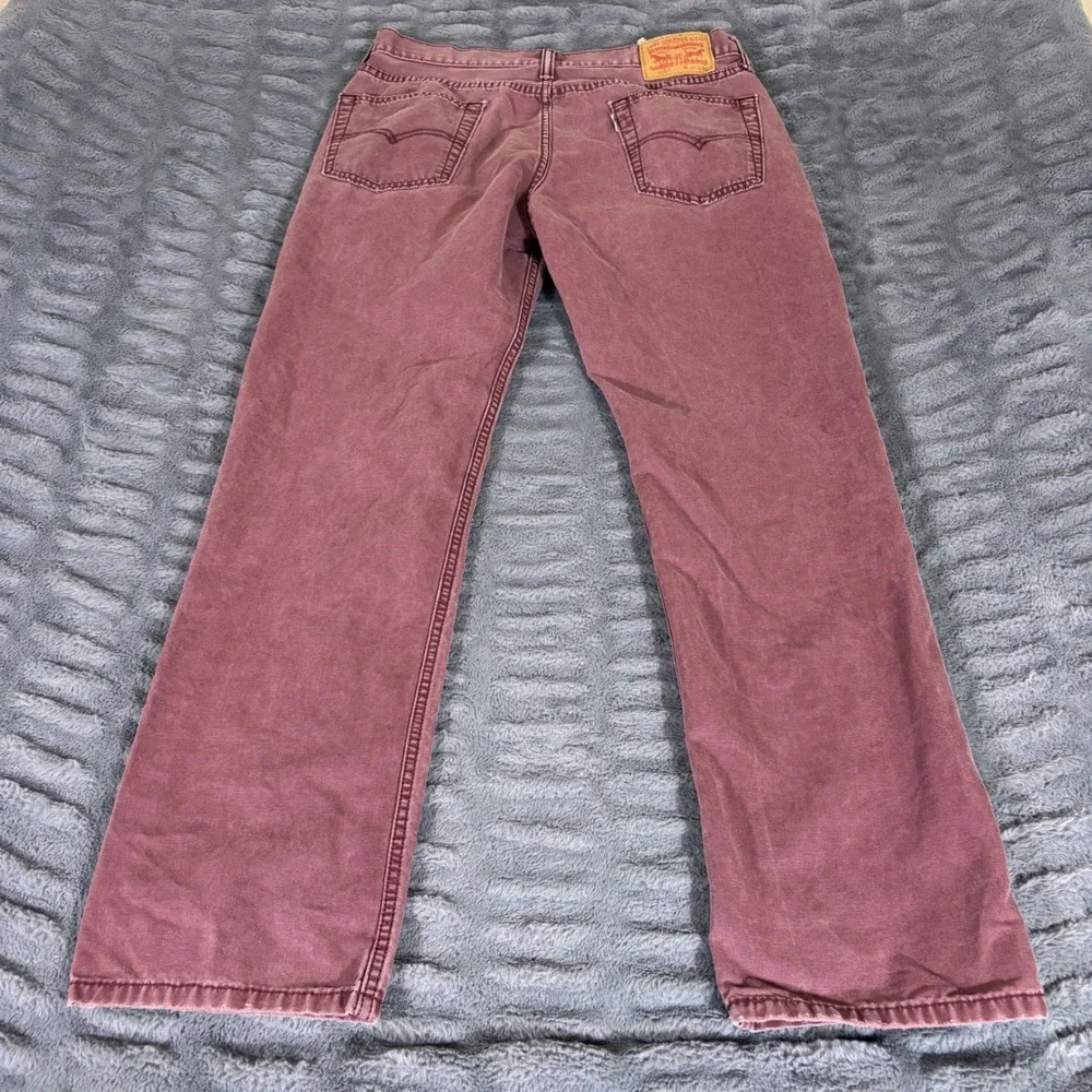 Levis 514 Straight Fit Canvas Pants Burgundy Maroon Mens 35x30 Workwear AR279